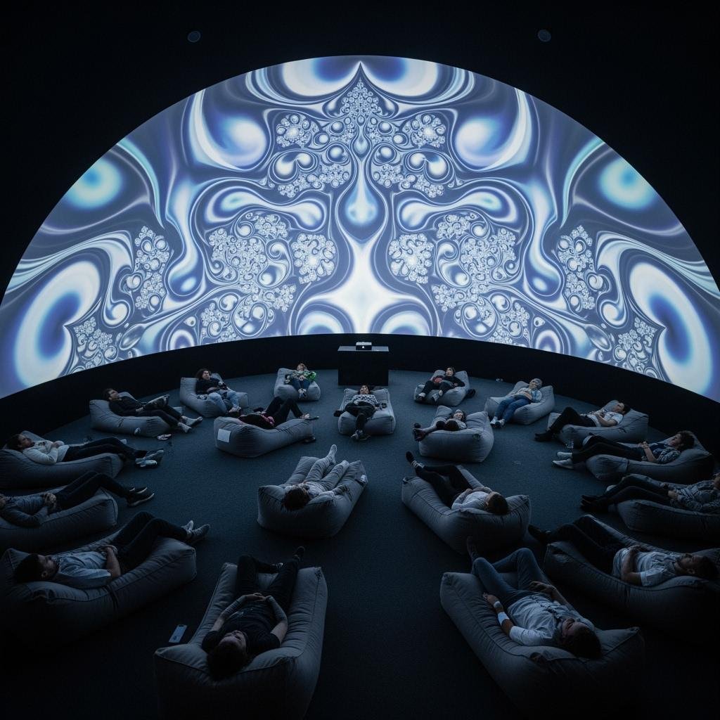 Immersive wellness fractals projected onto a dome